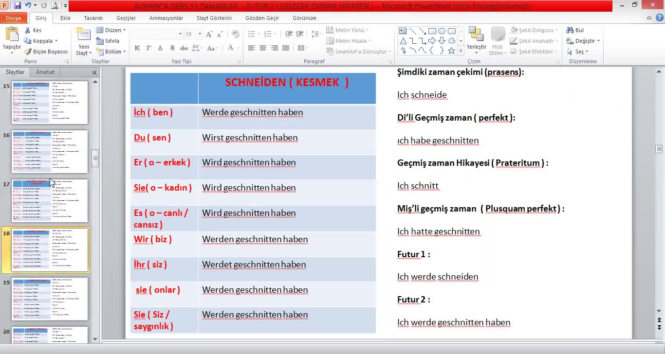 3- Gelecek Zaman Hikayesi Fiil Çekimleri 