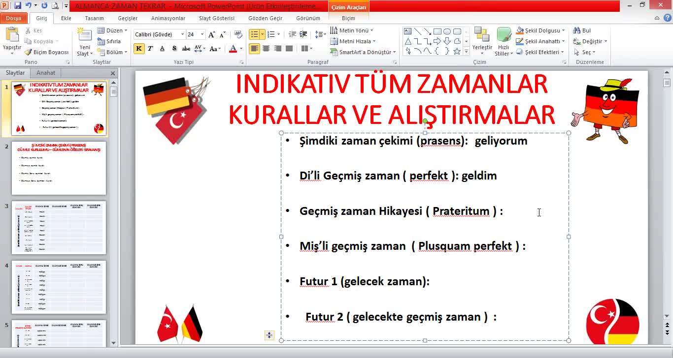 4- Şimdiki Zaman Çekimi, Cümle Kurulumu, Cümlenin Öğelerinin Sıralanışı