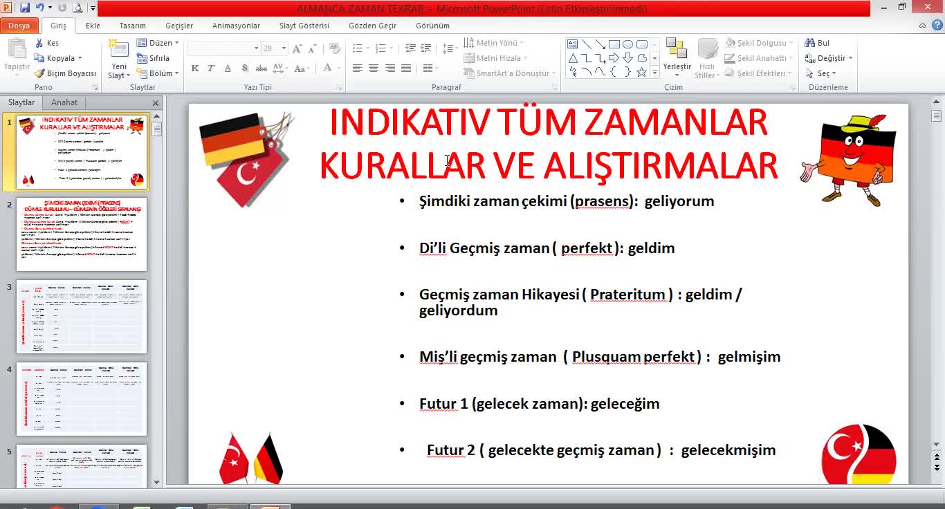 5- Di'li Geçmiş Zaman, Cümle Kurulumu, Cümlenin Öğelerinin Sıralanışı