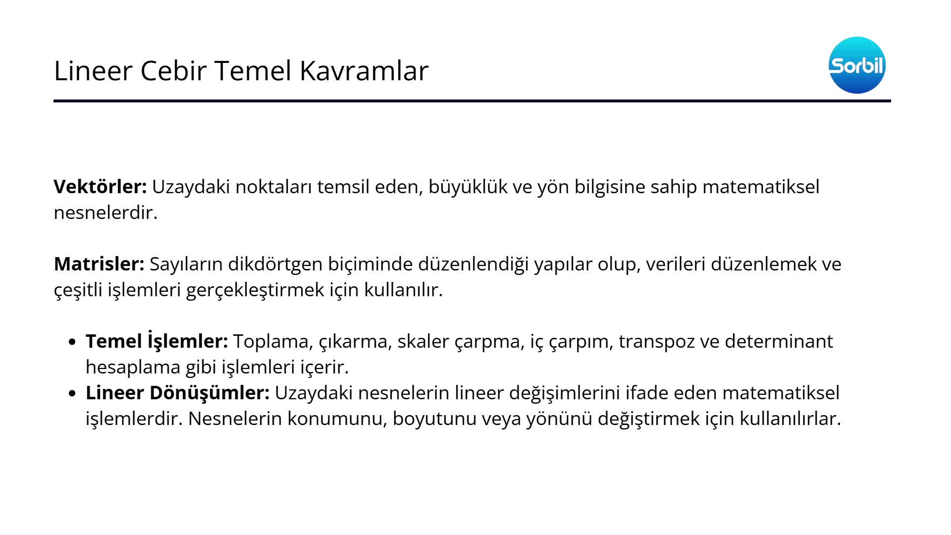 10- Lineer Cebir Giriş