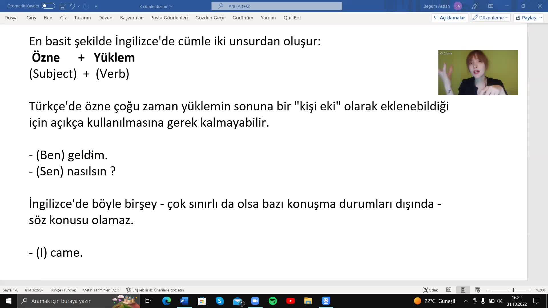 1. Cümle Dizimi
