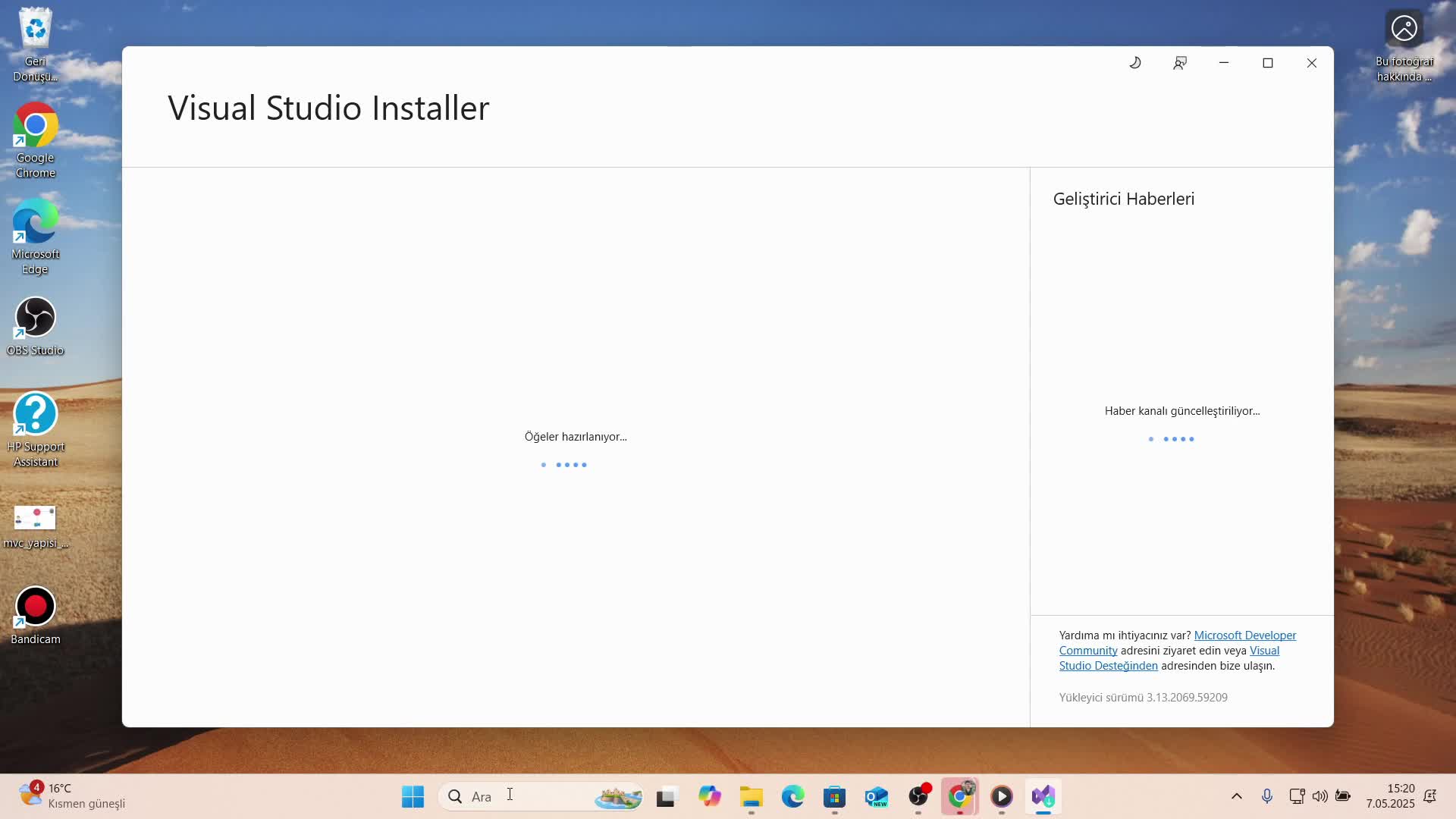 2- Visual Studio Kurulum