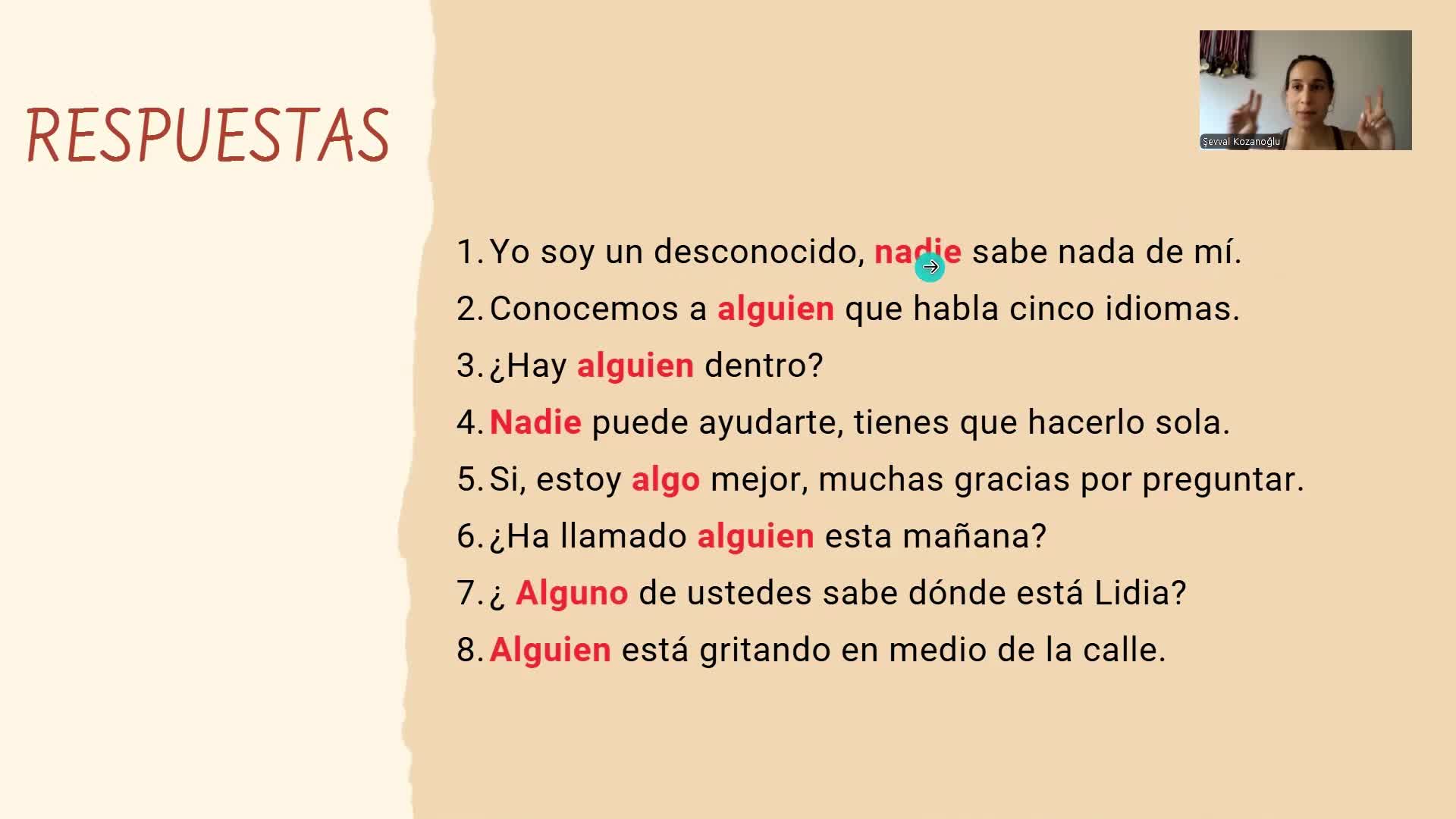 10 - LAS RESPUESTAS DE PRONOMBRES & ADJETİVOS İNDEFİNİDOS