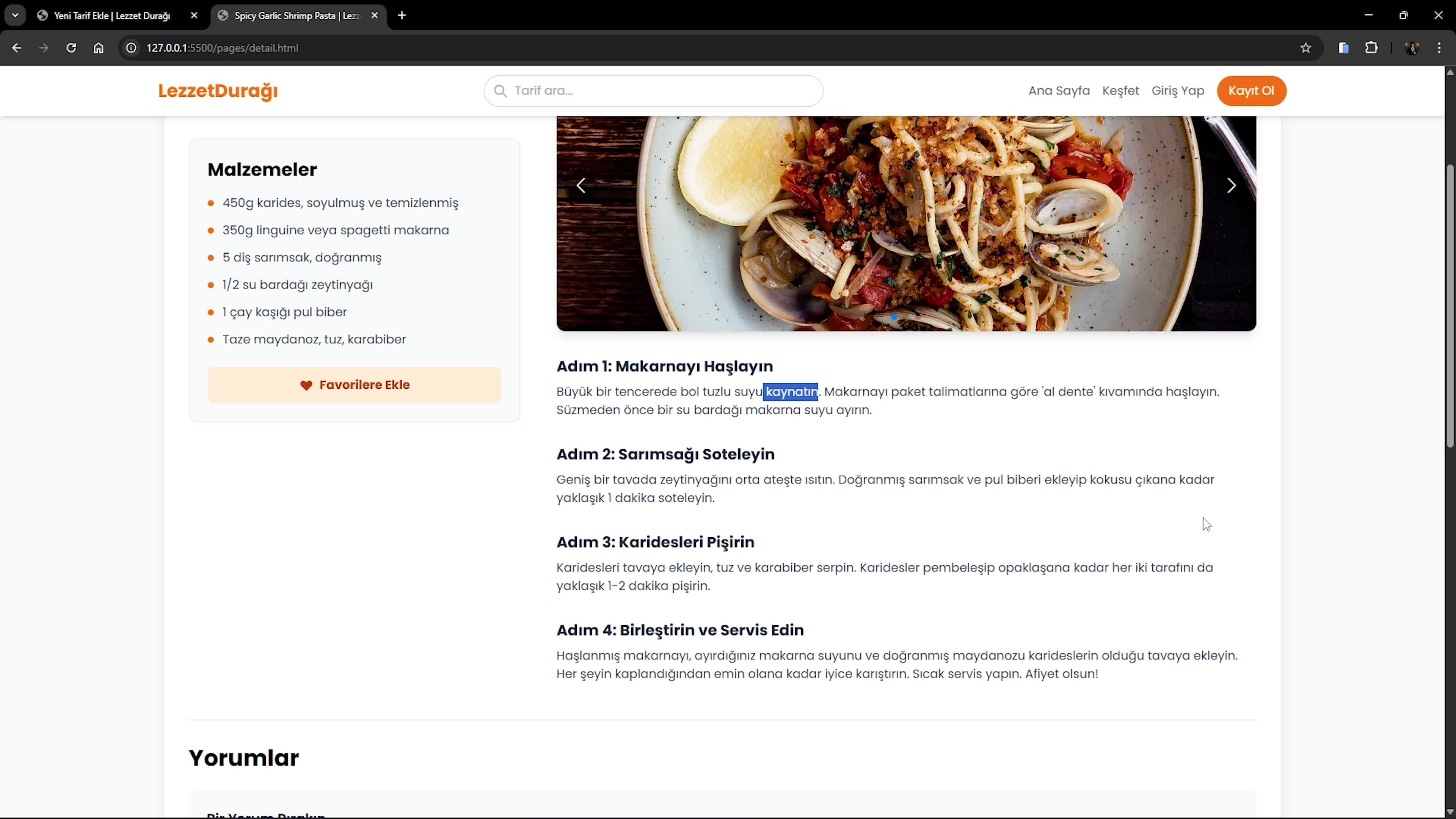17- Recipe Uygulaması Model Tanımlamaları