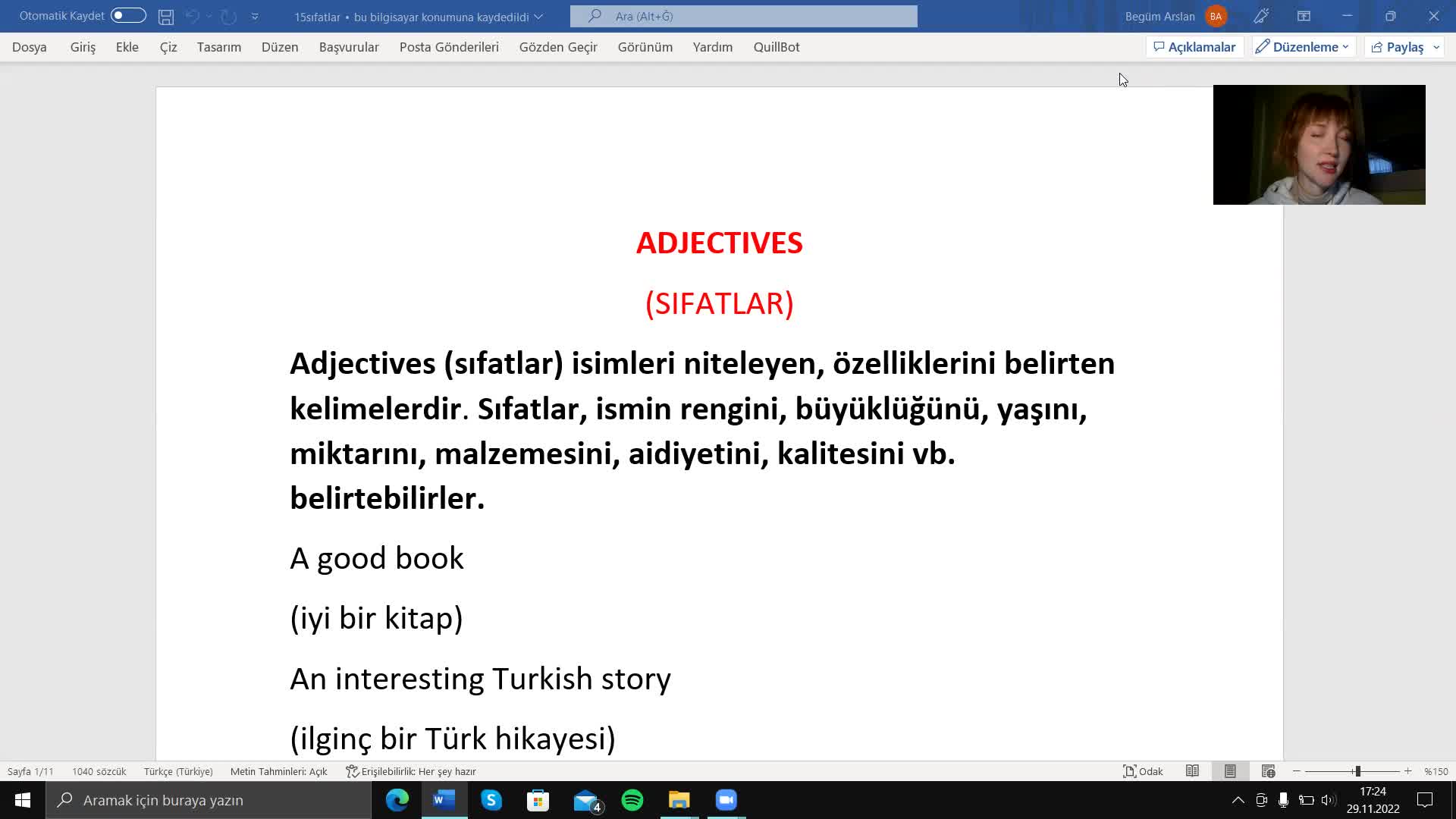 1. Sıfatlar Adjectives 