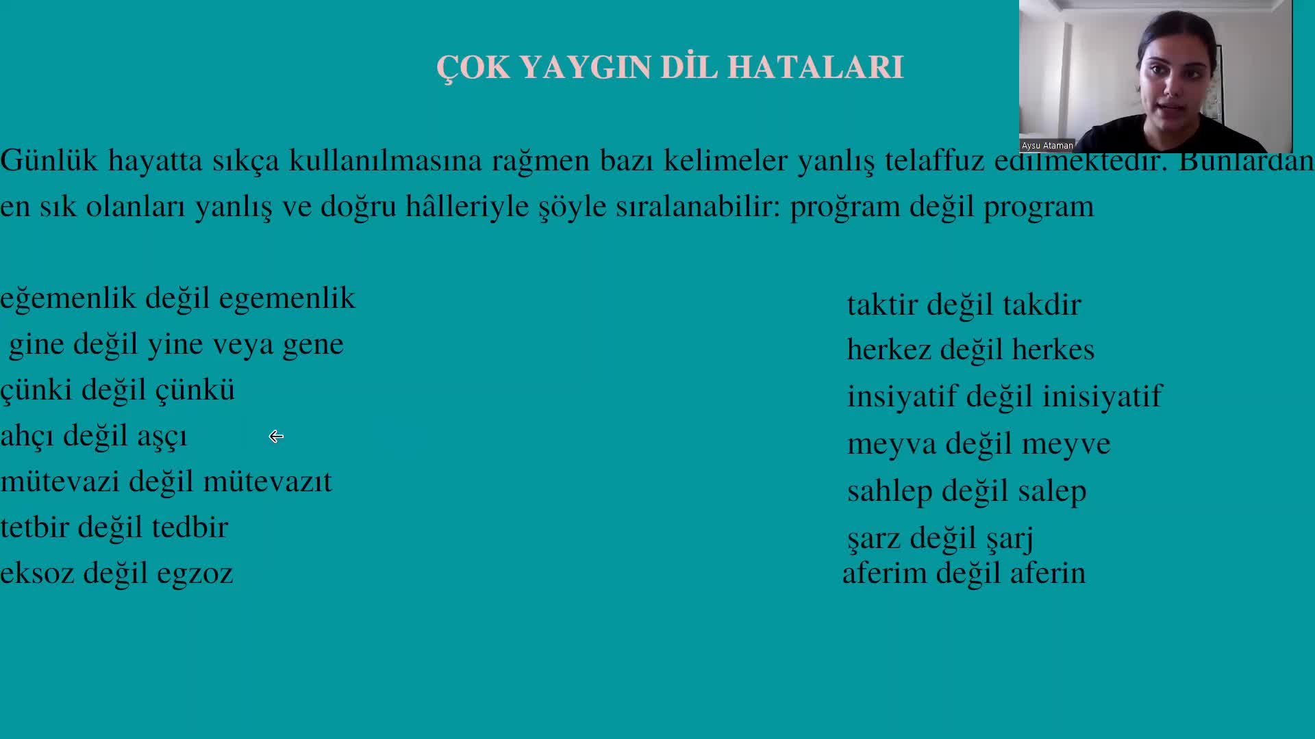 2. Yanliş Söyleni̇len Keli̇meler, Ünsüz Ses Çalişmasi 