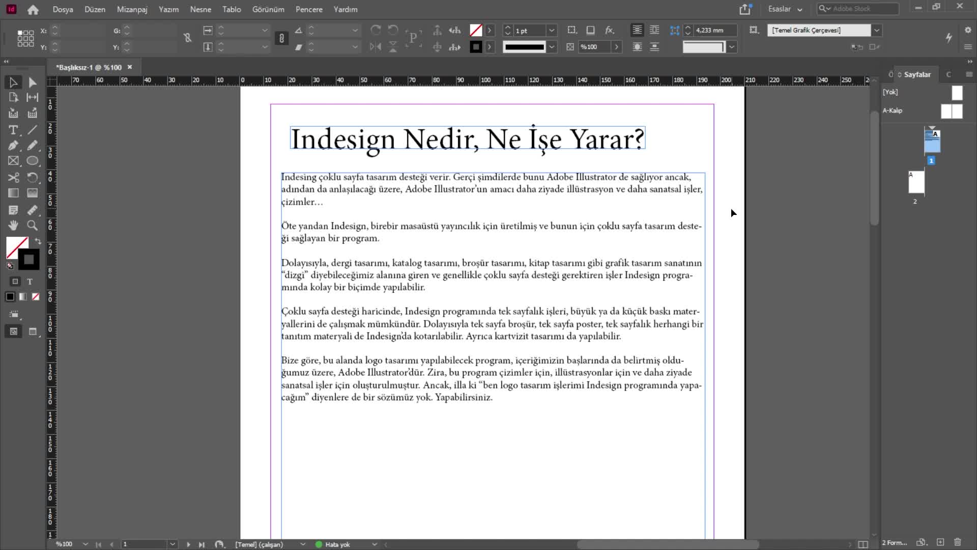 1:Indesign Nedir, Ne İşe Yarar?