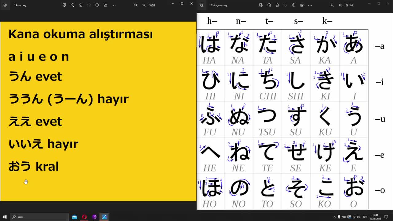 2. Hiragana alıştırmaları