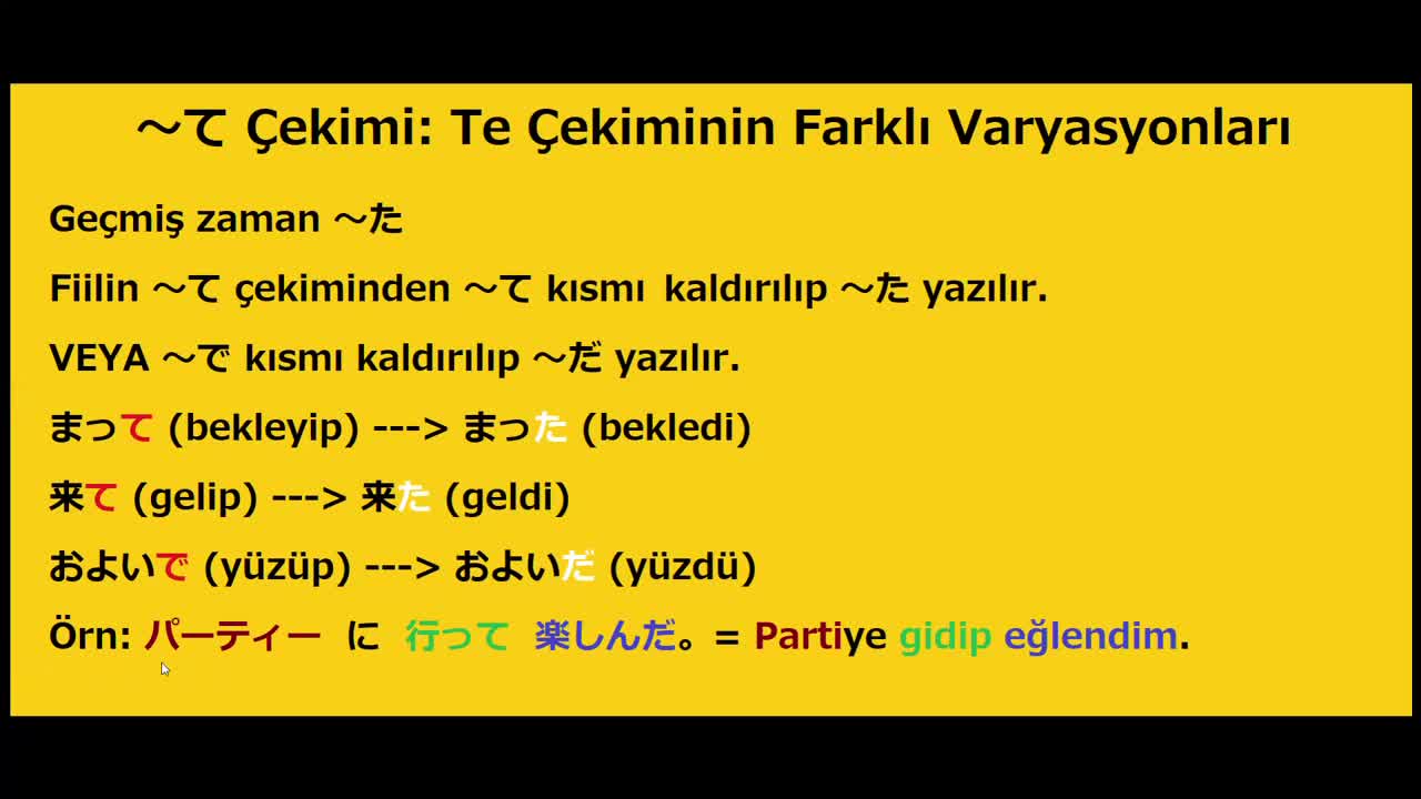 12. ～て Çekiminin farklı varyasyonları