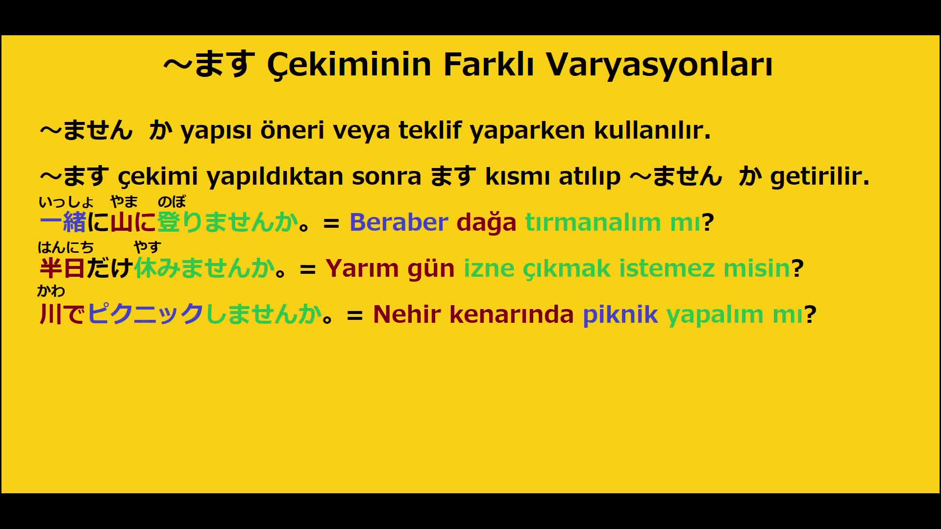 14. ～ます Çekiminin farklı varyasyonları