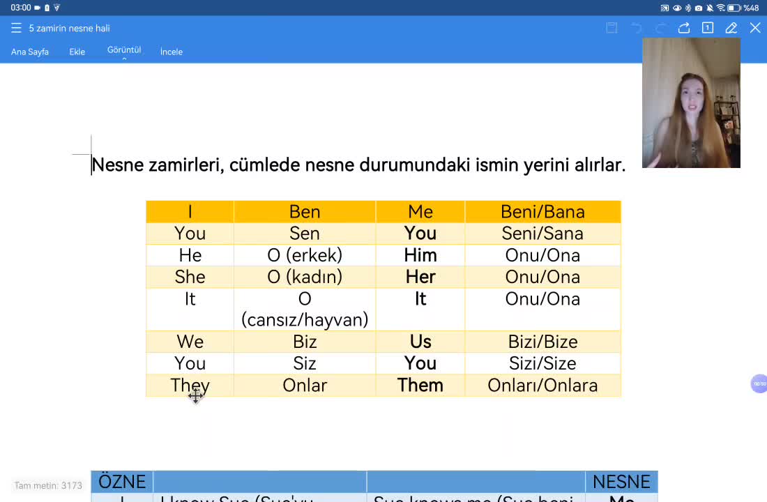 3. Object Pronouns