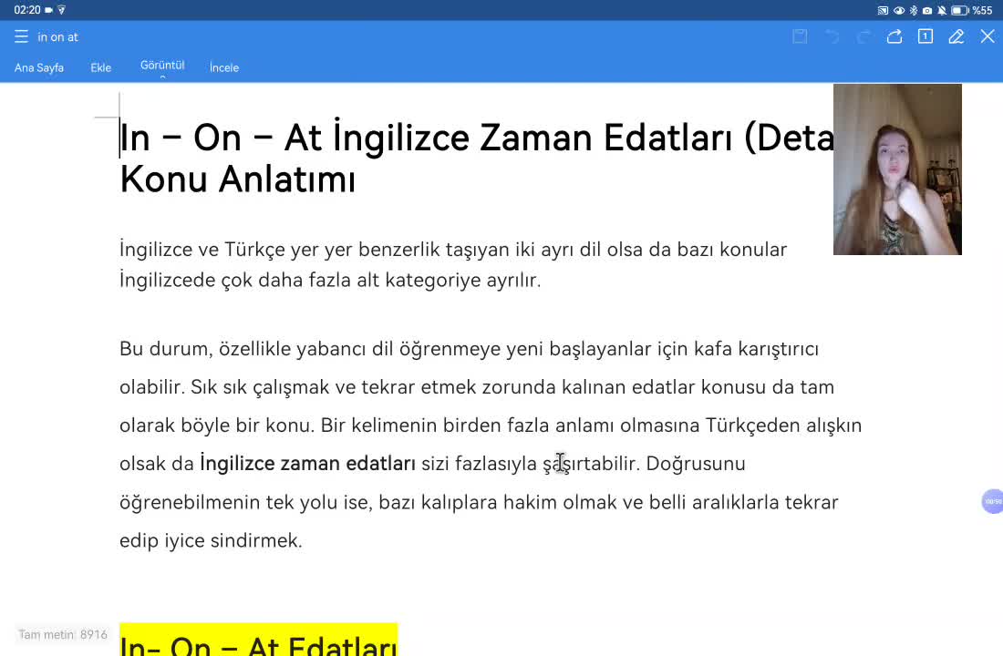 9. In, On, At