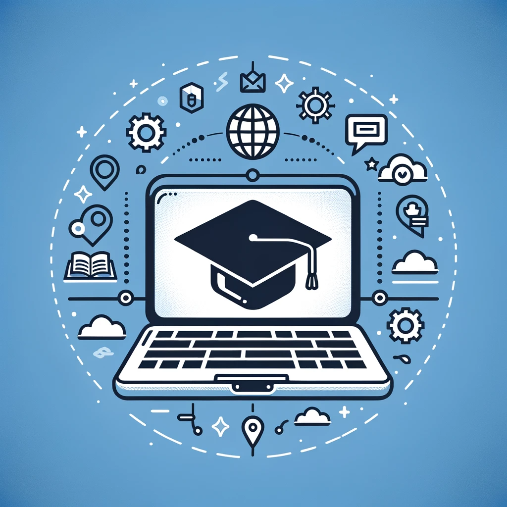 DALL·E 2024-01-19 11.19.56 - Create a simple and memorable image symbolizing the benefits of online education platforms. The image should feature a laptop with an open educational