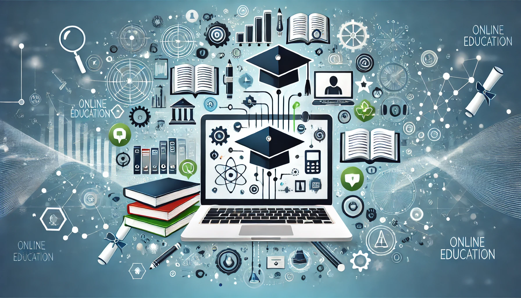 DALL·E 2024-08-14 14.29.34 - A professional and visually appealing graphic representing online education. The image should include a computer or laptop screen with educational ico